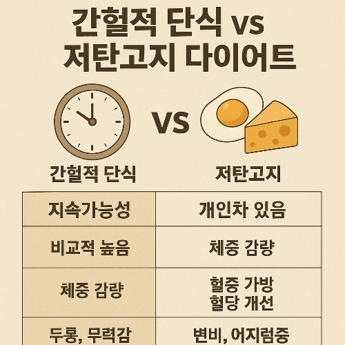 간헐적 단식 vs 저탄고지 다이어트 관련 사진
