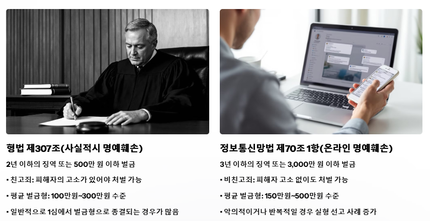 법률적 처벌기준 비교