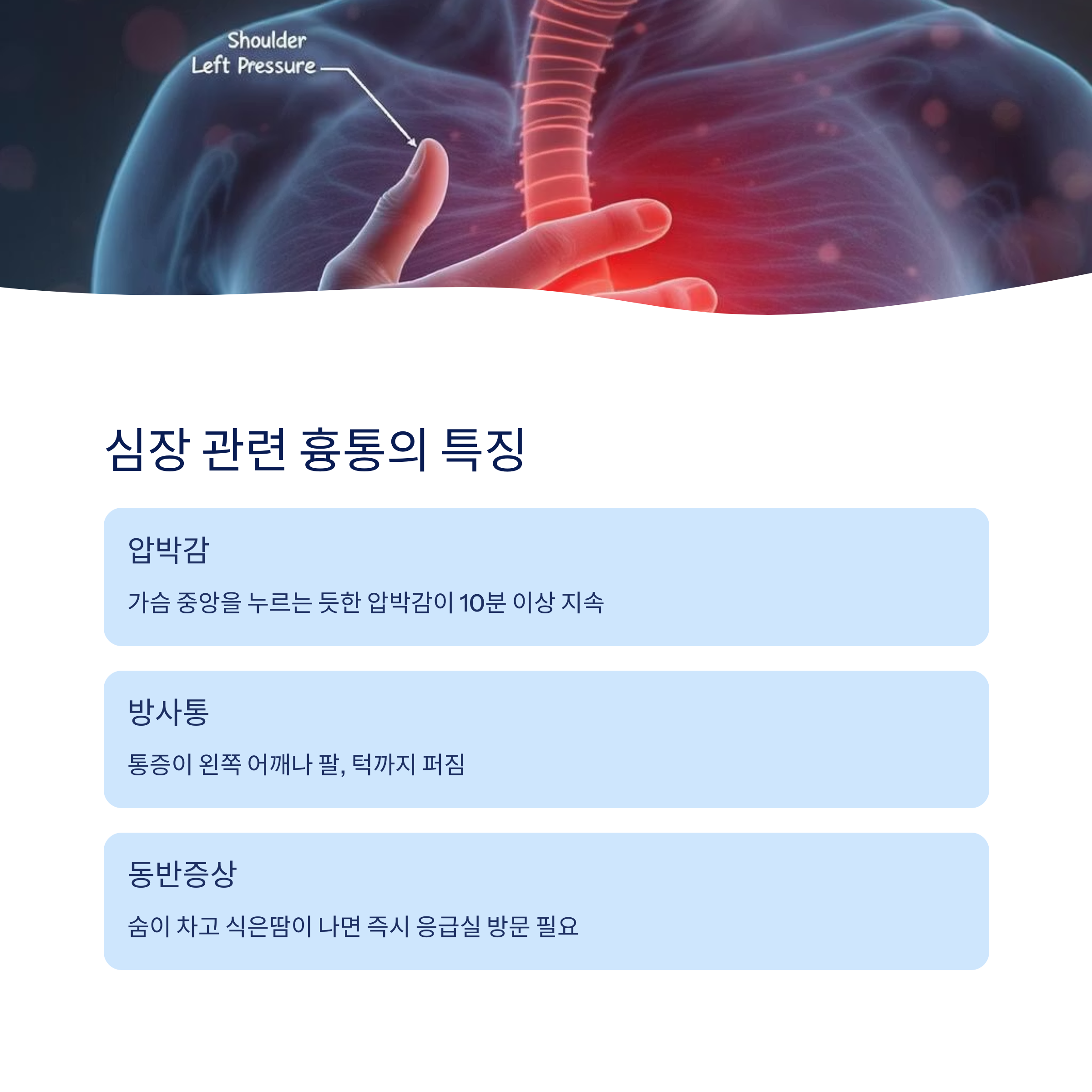 심장 관련 흉통의 특징