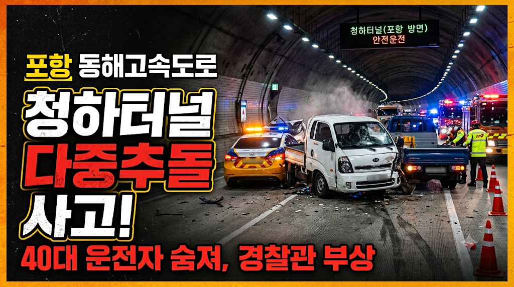 포항 동해고속도로 청하터널 다중추돌 사고!