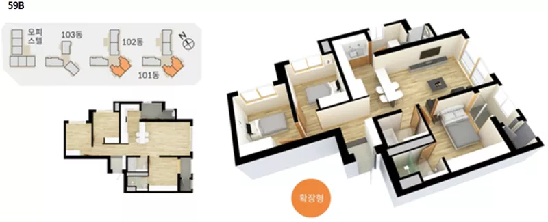 59㎡B 평면도. 출처: 공고문