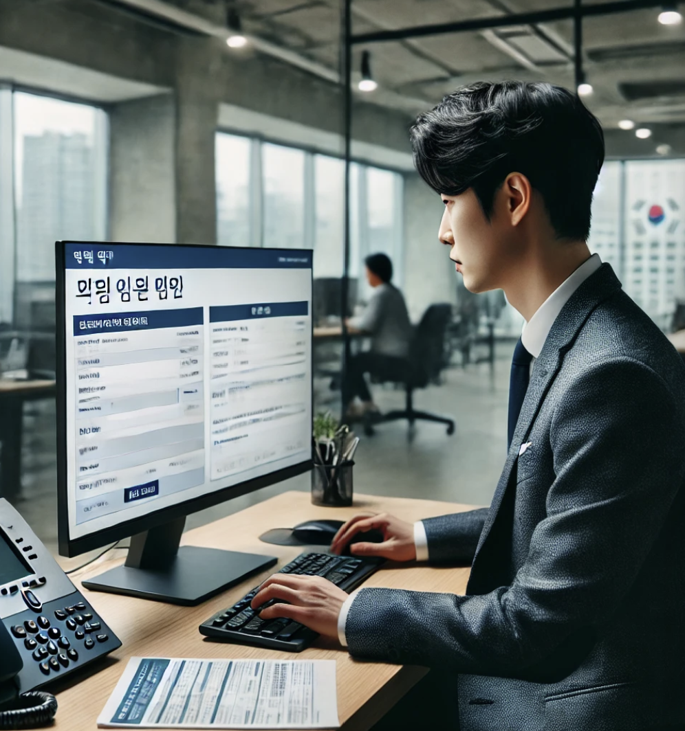 온라인으로 구직급여 신청하는 모습 