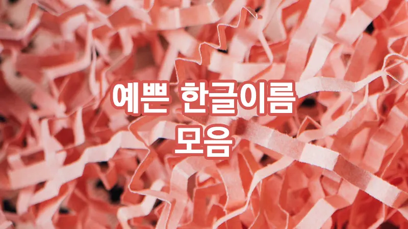 예쁜 이름 예쁜 한글 이름