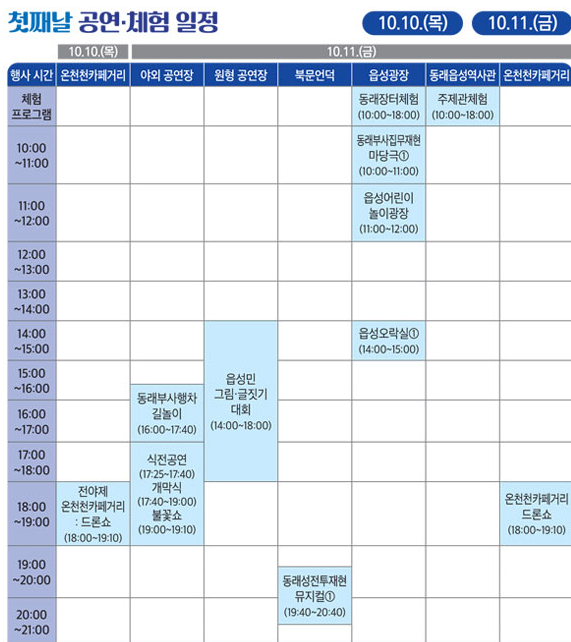 제33회 동래읍성 역사축제 일정표