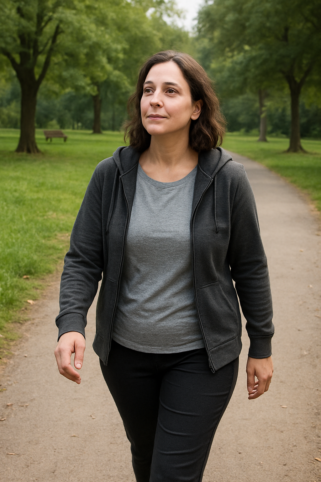 우울증 환자가 걷기 운동하는 모습