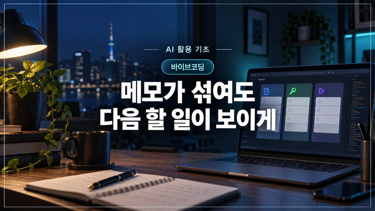 대표 이미지: 인수인계 메모를 세 가지 카드로 정리하는 단일 HTML 작업 화면