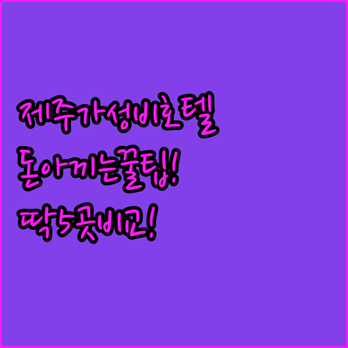 제주시 가성비 호텔 추천 TOP 5 ..