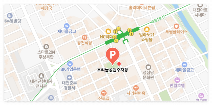 대전 우리들공원주차장 지도