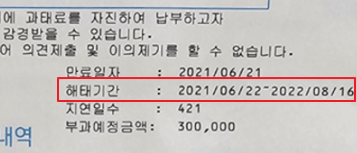 해태 기간 확인