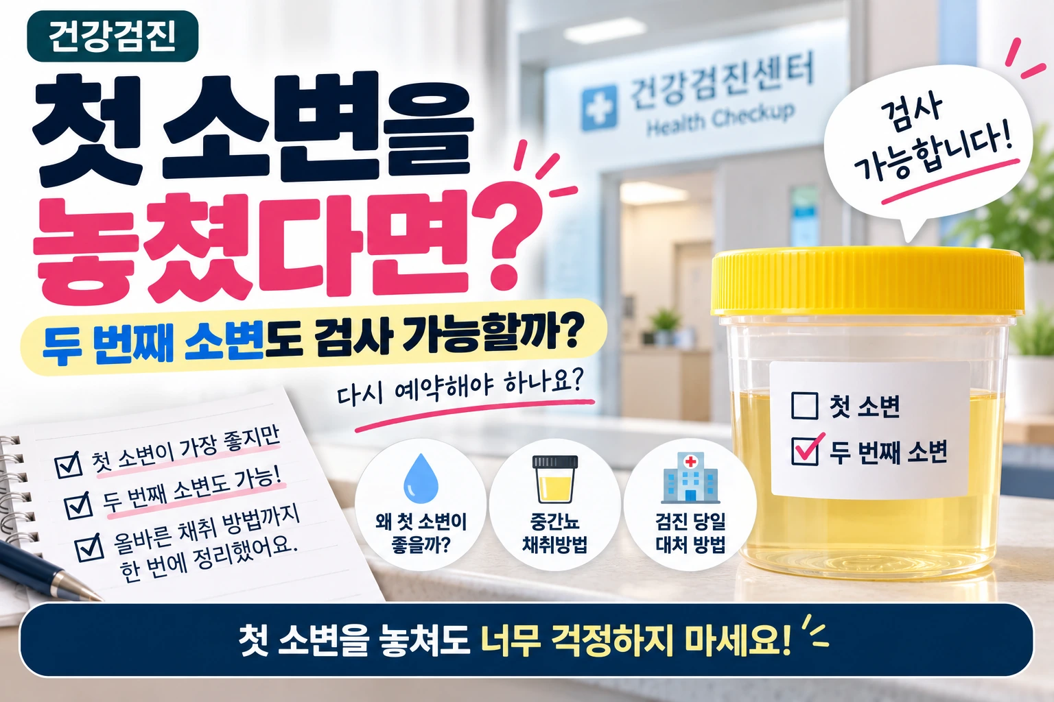 건강검진 첫 소변 놓쳤다면 두 번째 소변으로 검사해도 될까?