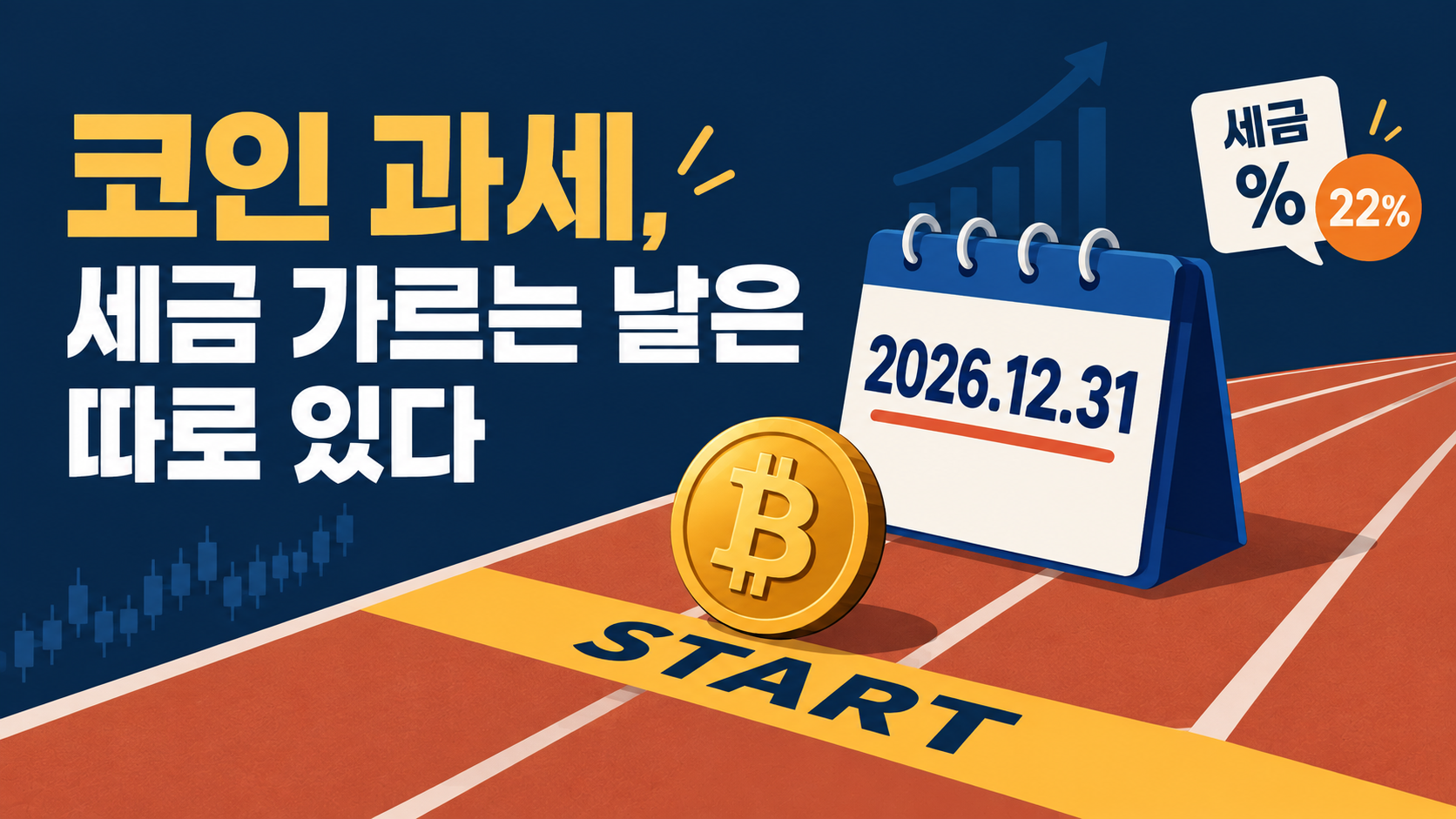 코인 과세 2027년 시행과 세금 기준일 2026년 12월 31일을 출발선으로 표현한 인포그래픽