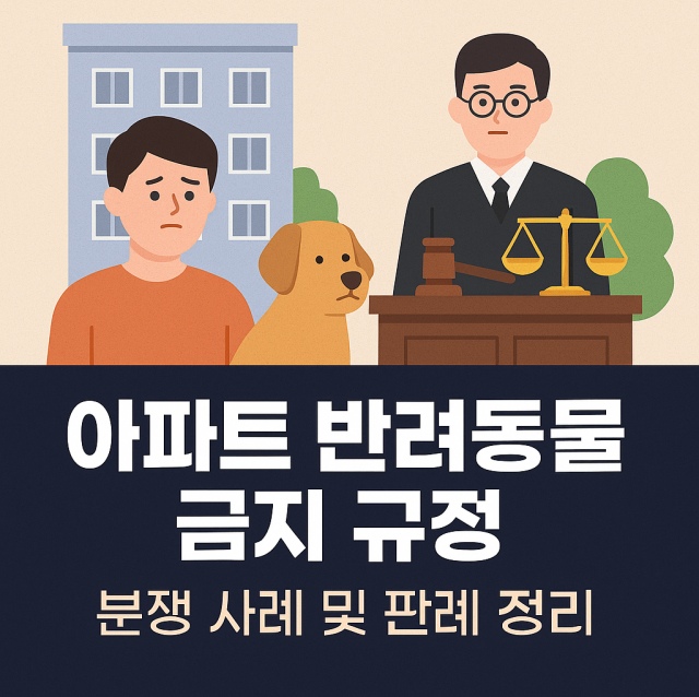 아파트 반려동물 금지 규정과 관련된 분쟁 사례 및 법원 판례를 설명하는 대표 이미지