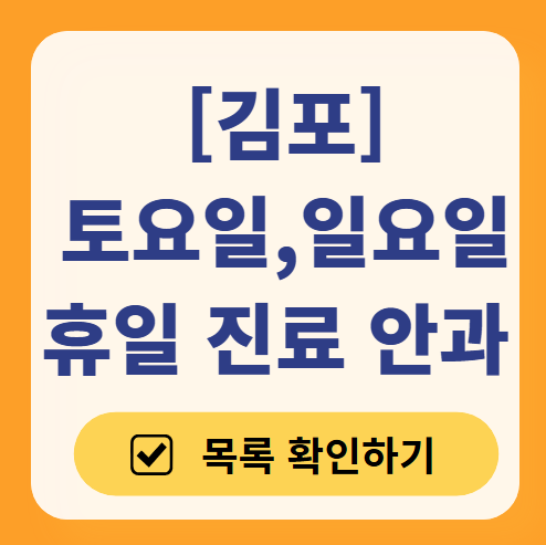 김포 일요일 문 여는 안과 목록 ❘ 토요일, 주말, 공휴일 진료 영업 병원 리스트 찾기