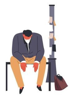 지인을-잃고-상심에빠져-의자에-앉아-얼굴을-숙이고-낙담하는-남자