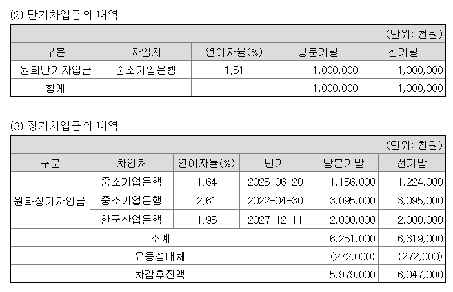 케이엠제약차입금내역