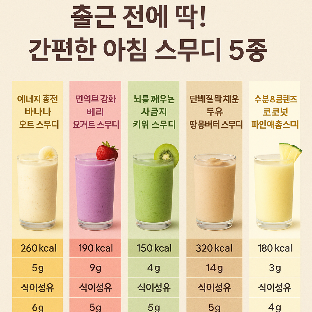 출근 전에 딱! 간편한 아침 식사 스무디 레시피 5종 관련 사진