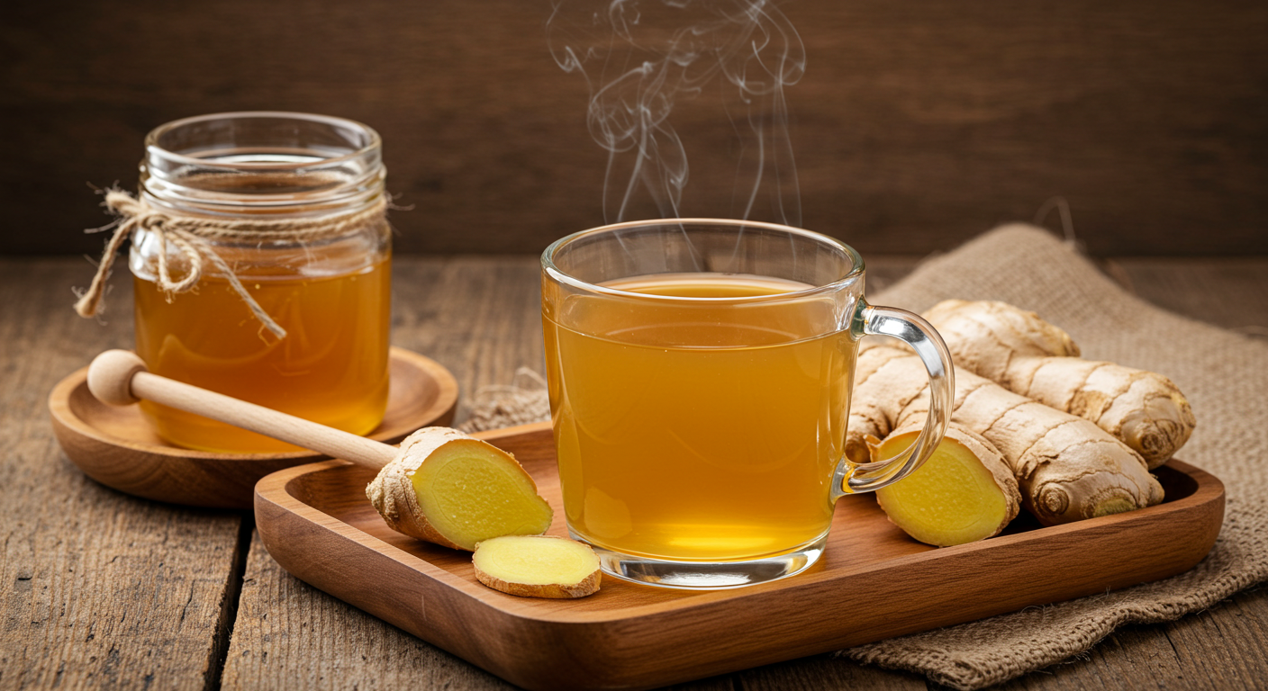 꿀을 넣은 생강차의 모습