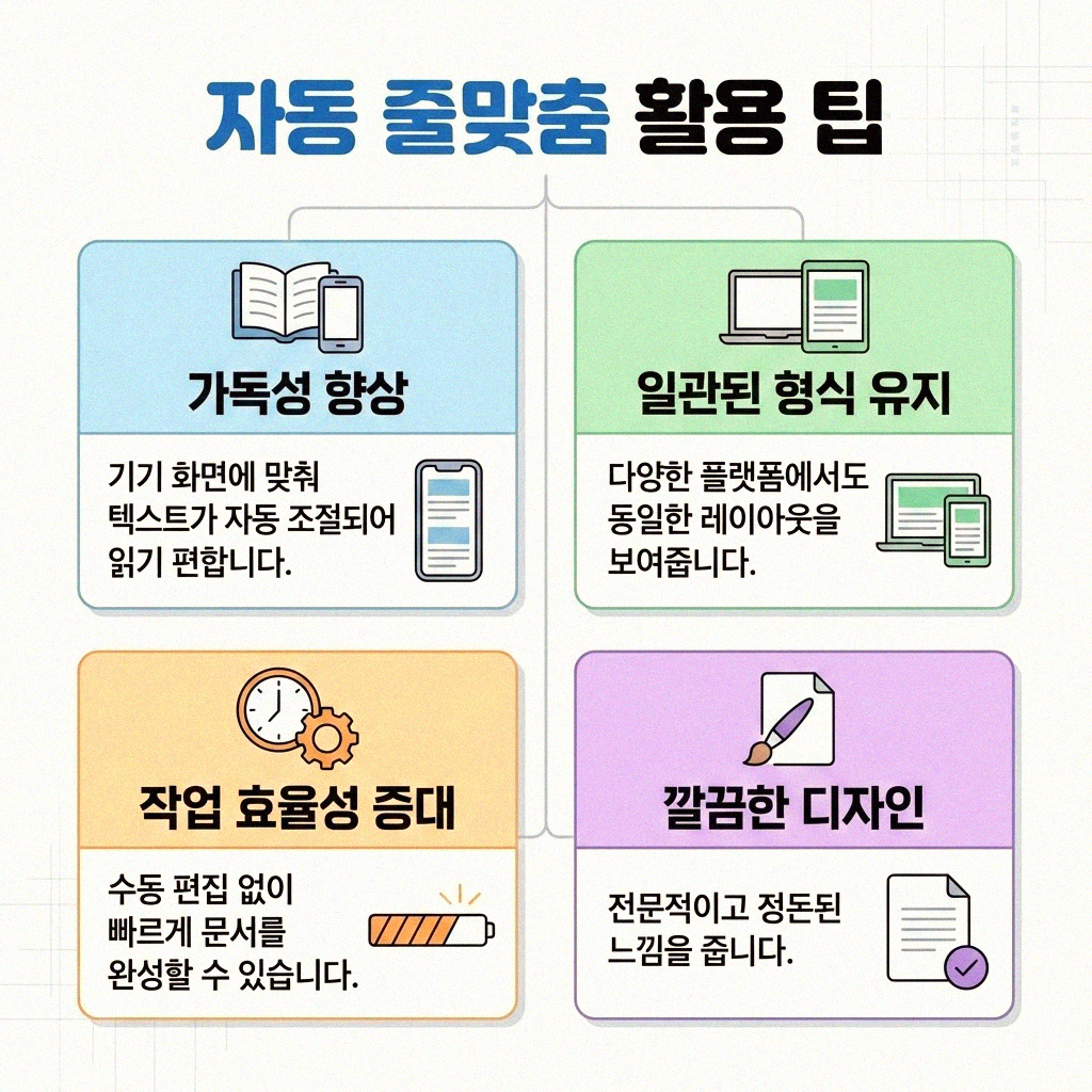 한글 문서 깔끔하게! 자동 줄맞춤 켜는 쉬운 방법