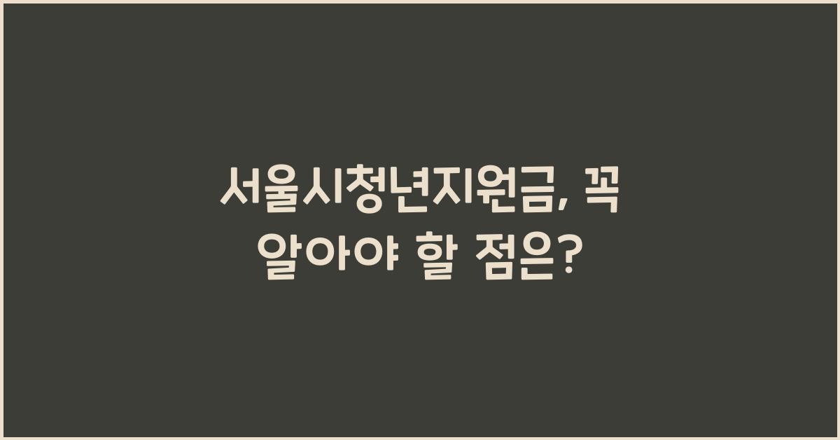 서울시청년지원금