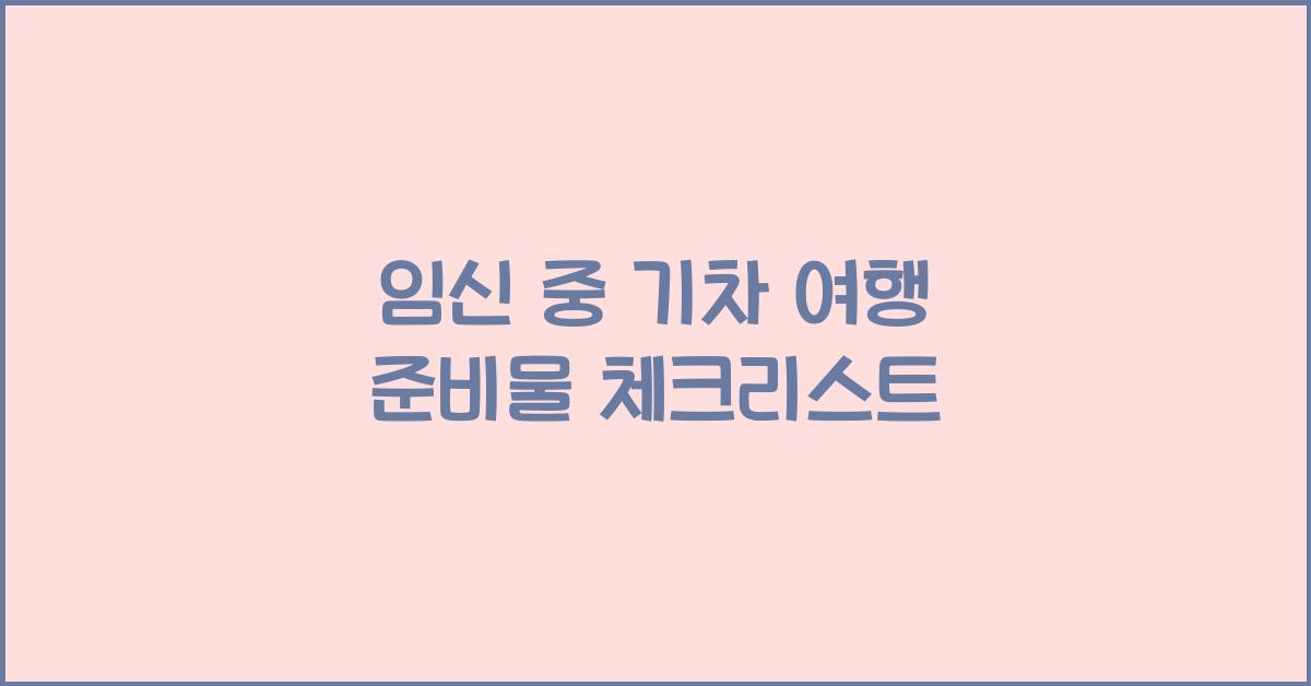 임신 중 기차 여행 준비물