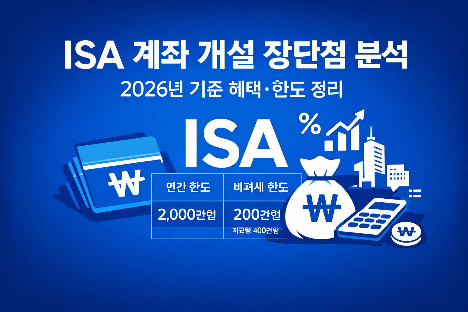 ISA 계좌 개설 장단점 분석｜2026년 기준 혜택&middot;한도 총정리