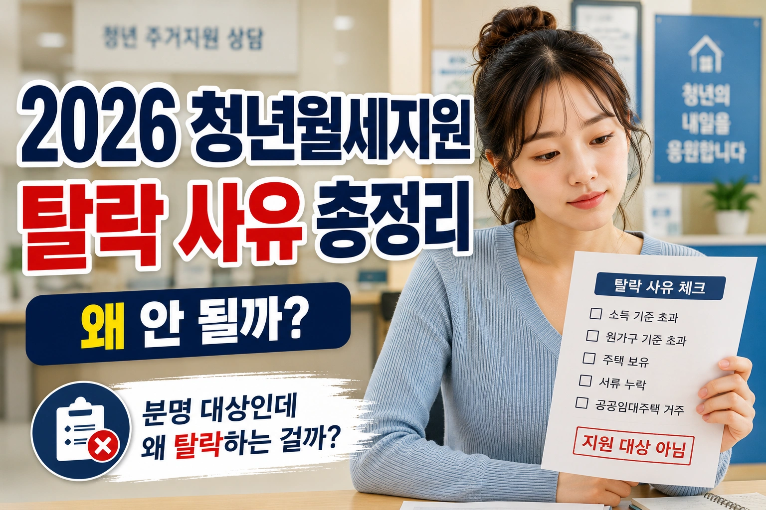 2026 청년월세지원 탈락 사유 총정리 분명 대상인데 왜 안 될까