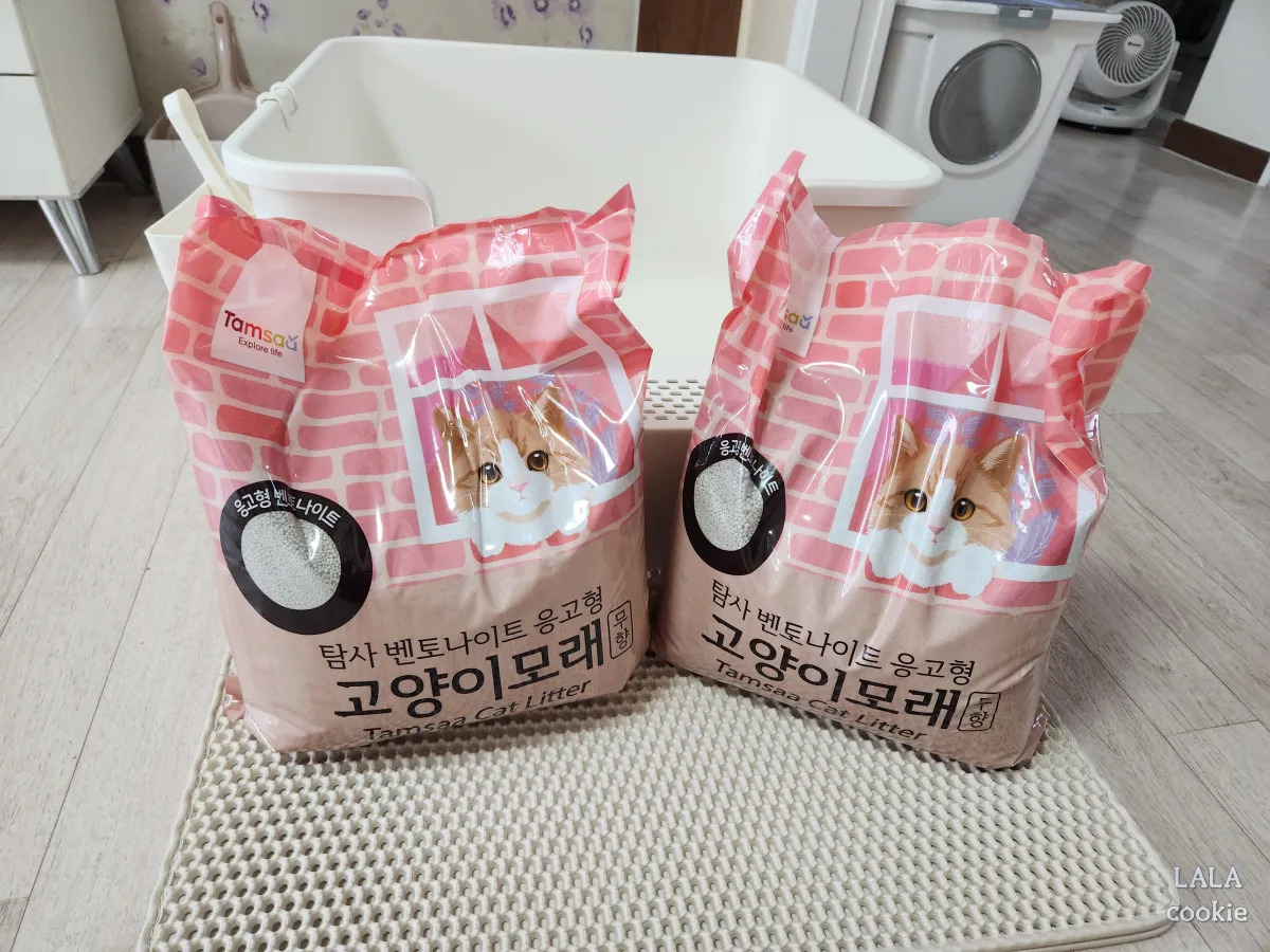 탐사-고양이-벤토나이트-모래-후기-핑크색-포장