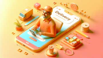 공공배달 통합포털 접속 화면을 묘사한 일러스트. 