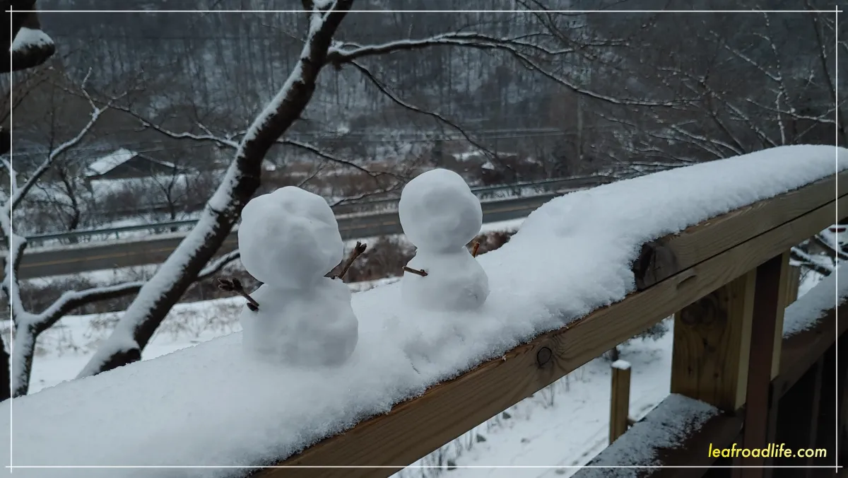 서나와할아버지-통나무집-별님-데크-눈사람-만들기
