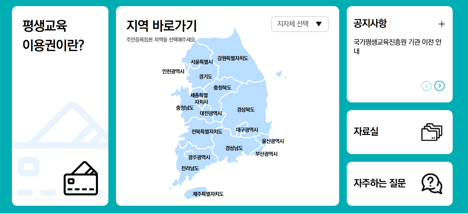 평생교육이용권 누리집, 사용처