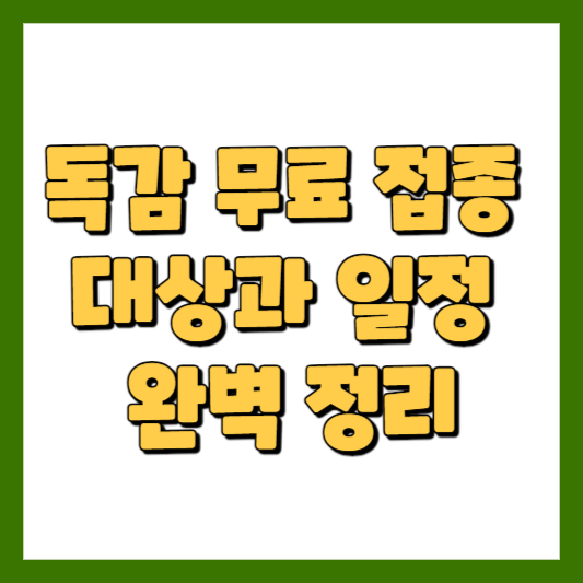 독감 무료 접종 대상과 일정 완벽 정리