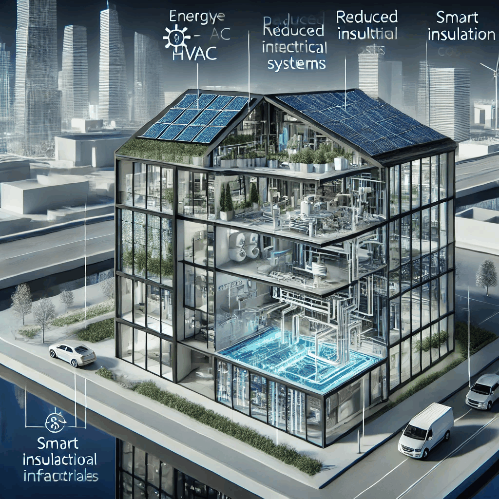에너지 효율적 설비와 스마트 건축 기술로 비용을 절감한 미래형 건물