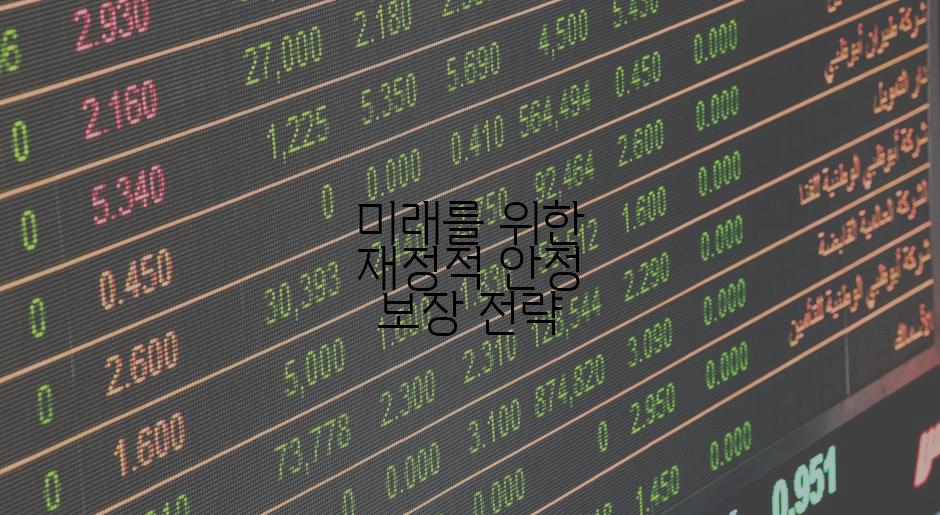 미래를 위한 재정적 안정 보장 전략