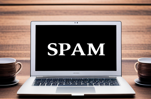 노트북 모니터에 표시된 SPAM 글자 이미지