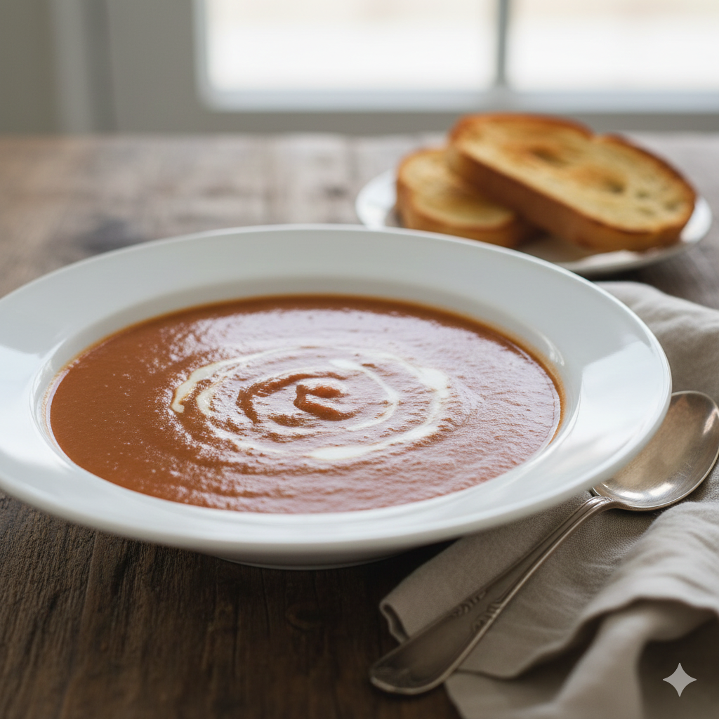 아침 식사로 좋은, 든든하고 매끄러운 질감의 따뜻한 강낭콩 스프 한 그릇