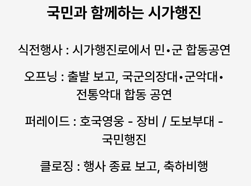 국군의 날 행진 안내