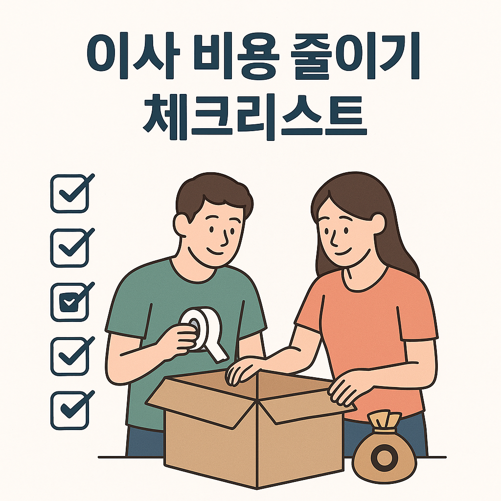 이사 비용 줄이기 체크리스트를 나타내는 인포그래픽 이미지