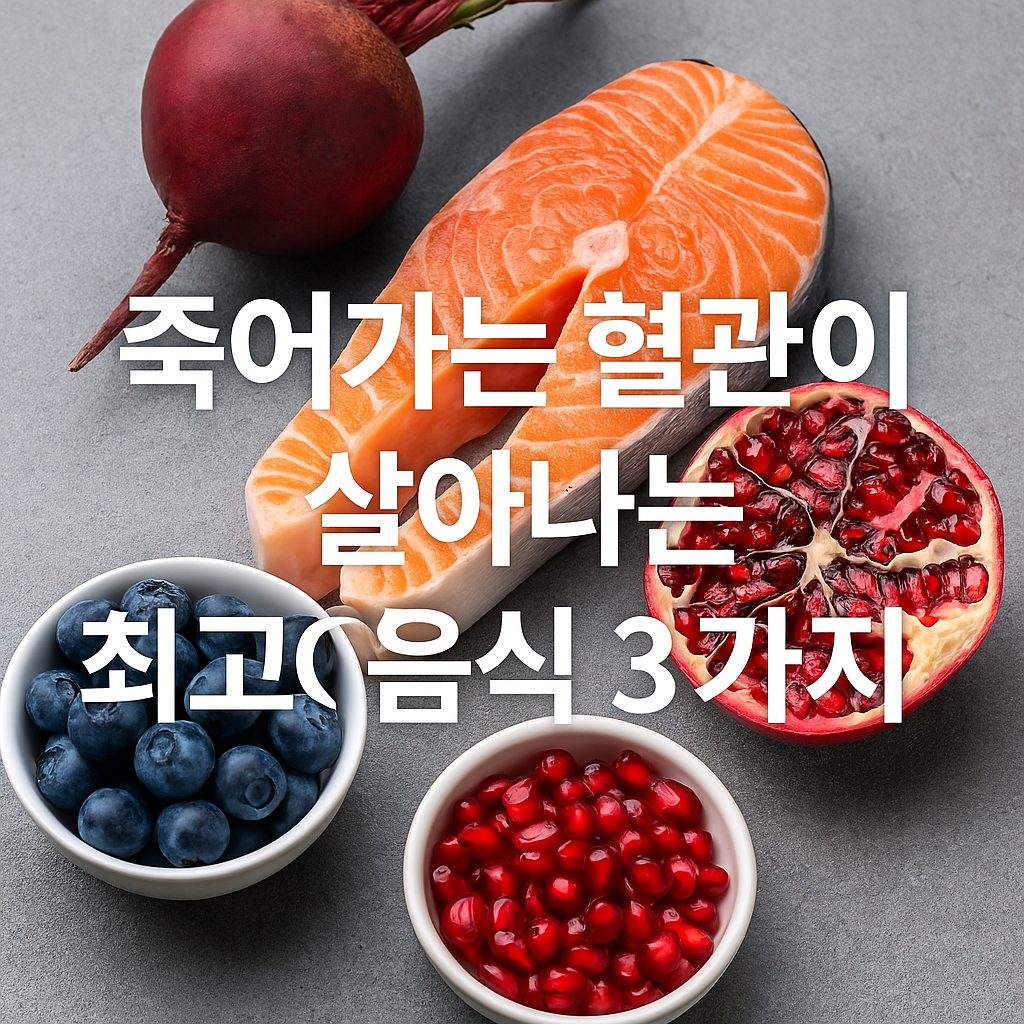 “혈관 건강에 좋은 식품 상징 이미지 – 비트와 연어”