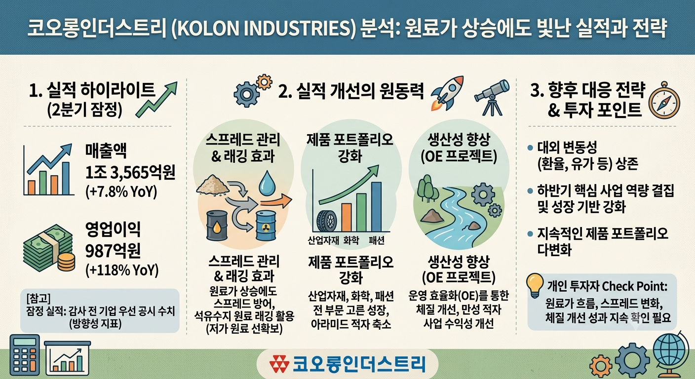 코오롱인더스트리 (원료가, 판매확대, 대응전략)