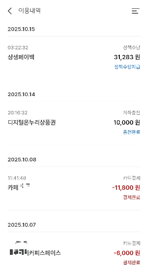 디지털온누리 앱 이용내역