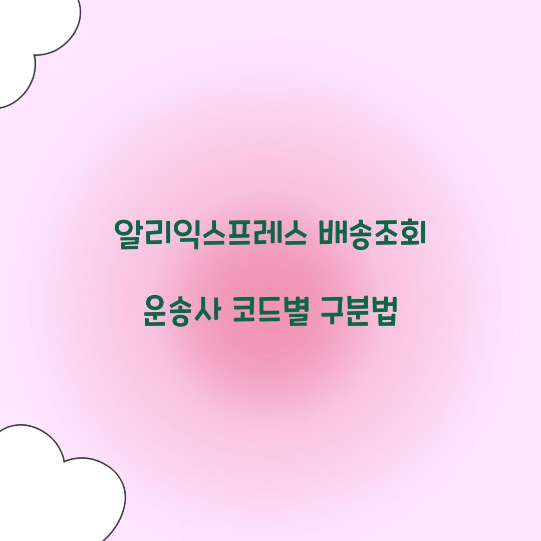알리익스프레스 배송조회 운송사 코드별 구분법