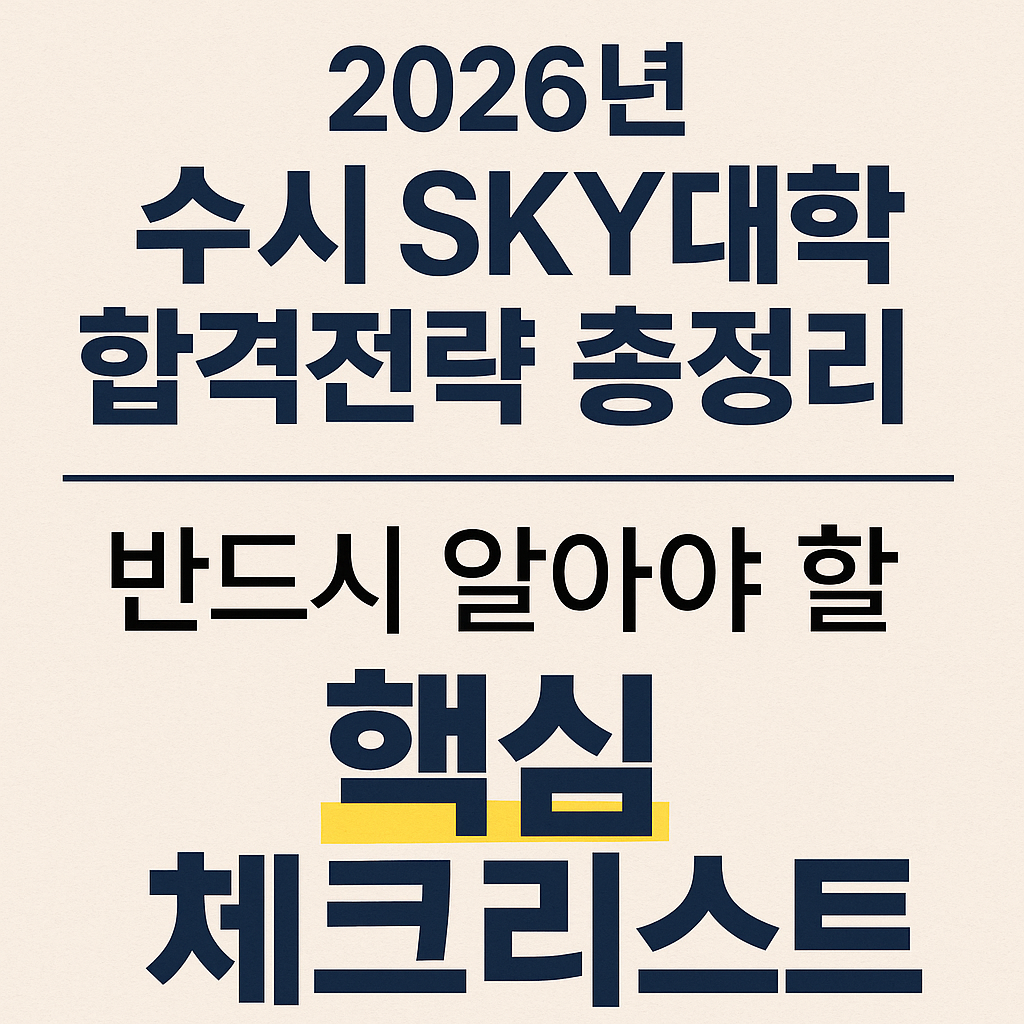 2026년 수시 SKY대학 합격전략 총정리! 반드시 알아야 할 핵심 체크리스트
