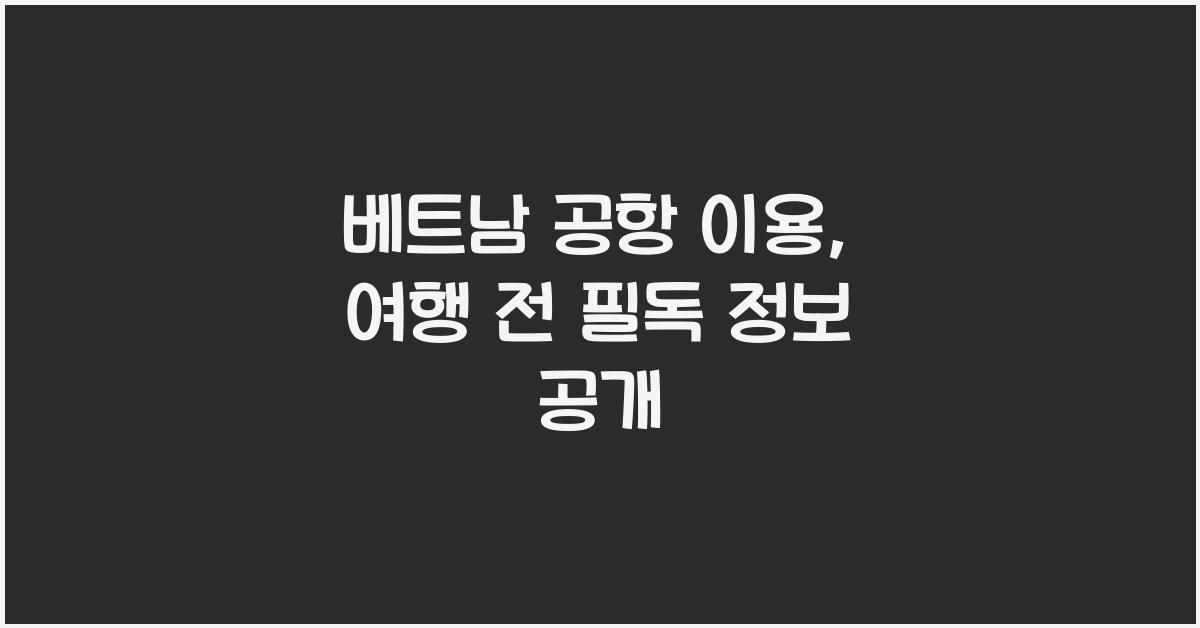 베트남 공항 이용