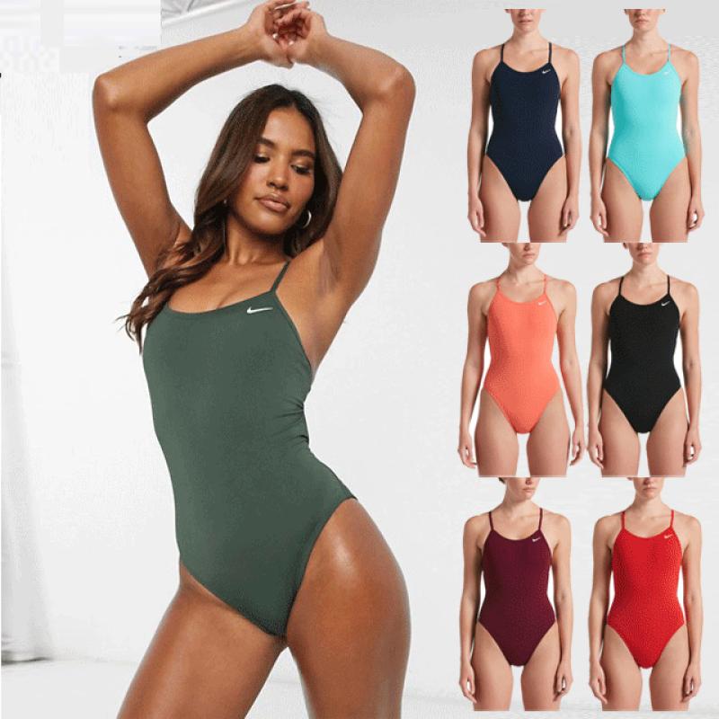 나이키 스우시 레이스업 타이백 원피스 수영복 여자 실내 수영복