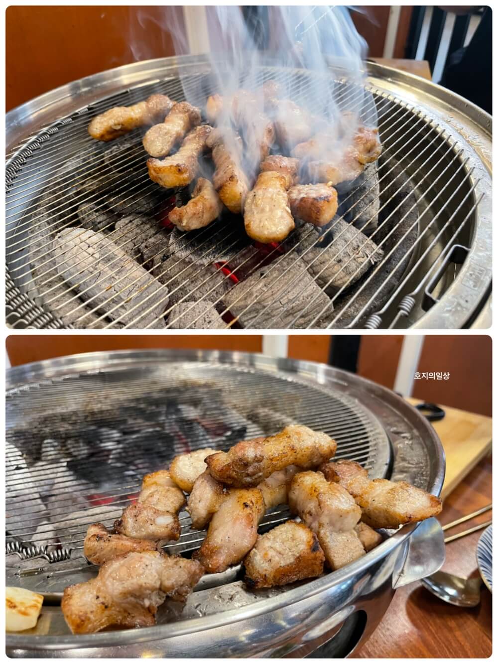 수원 숙성 고기 맛집 영포화로 - 맛있게 구워진 삼겹살