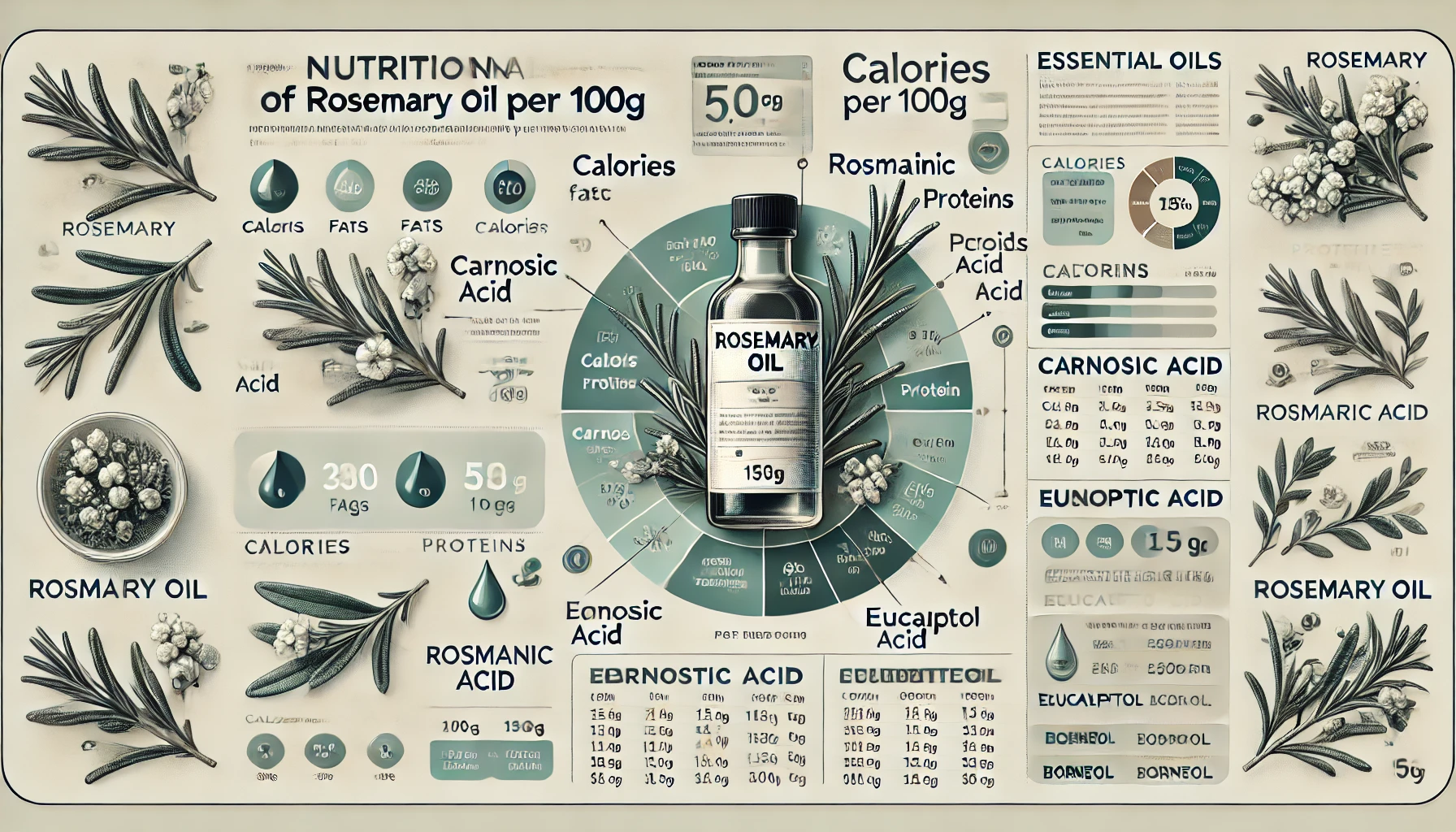 로즈마리 오일의 영양 정보 (100g 기준)