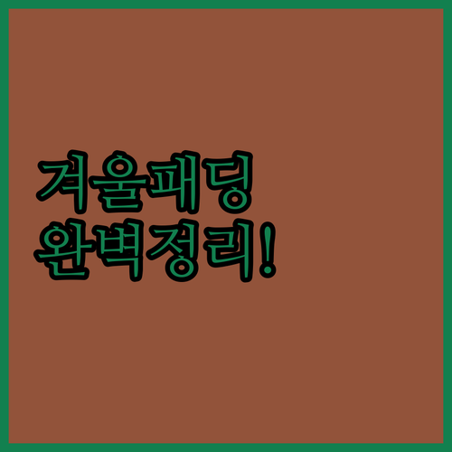 우리 아이 겨울 패딩 고르는 방법과 ..