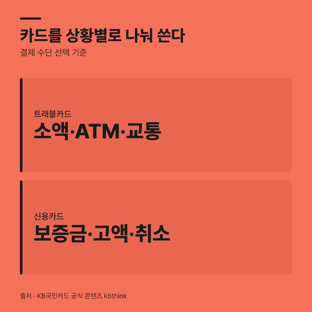두 카드를 동시 지참해 상황별로 나눠 결제한다