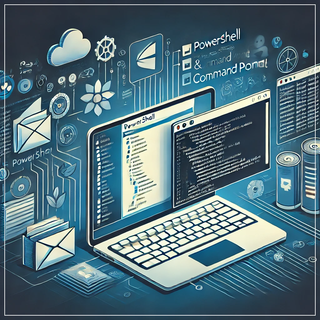 파워셀과 명령 프롬프트의 개념을 나타낸 이미지