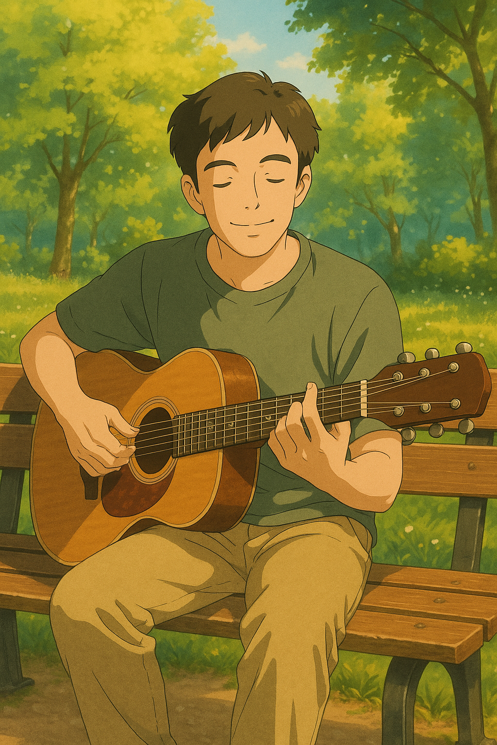 깊은만족 통풍 회복의 희망 – 햇살 아래 기타를 다시 연주하는 회복된 모습